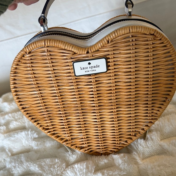kate spade Wicker Heart Mini Top-Handle Bag in Natural Tan - Picture 5 of 5